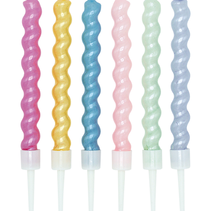 Gekleurde Kaarsen Spiraalvorm 8cm 6st