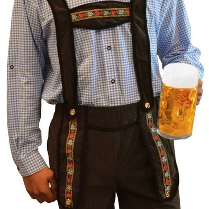 Lederhose Donkerbruin Kort + Blouse Blauw