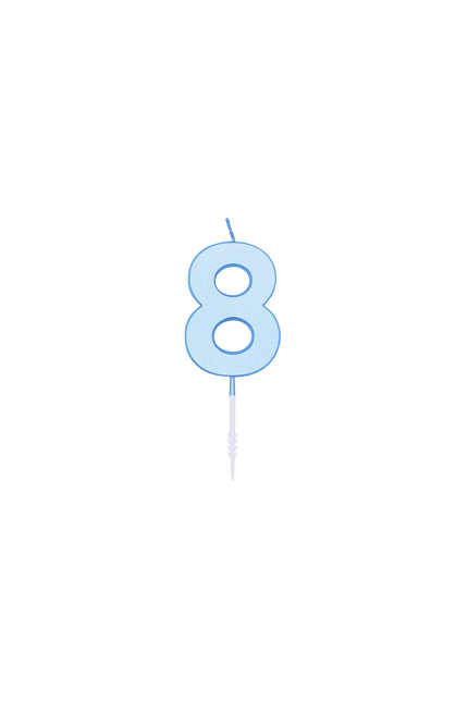 8 Jaar Kaars Blauw Pastel 4,5cm