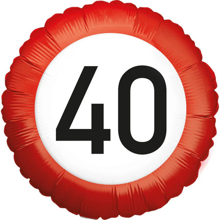 40 Jaar Helium Ballon Verkeersbord Leeg 45cm