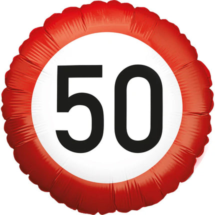50 Jaar Helium Ballon Verkeersbord Leeg 45cm