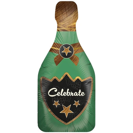 Champagne Fles Helium Ballon Groen Celebrate Leeg 80cm