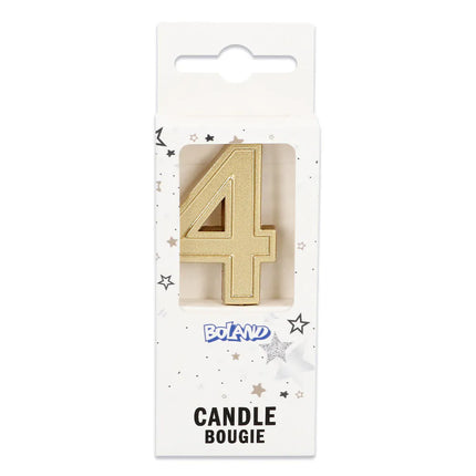 Kaarsje Elegant '4' goud op prikker (3 x 4,2 x 0,7 cm)