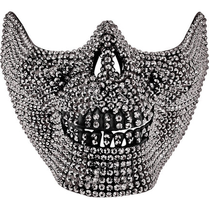 Skelet Masker Zwart Strass
