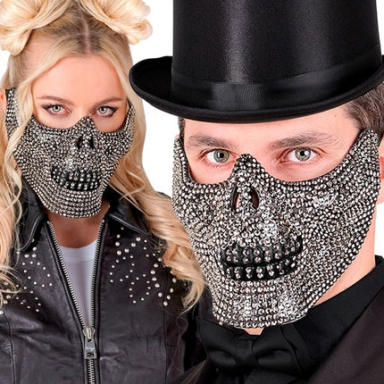 Skelet Masker Zwart Strass