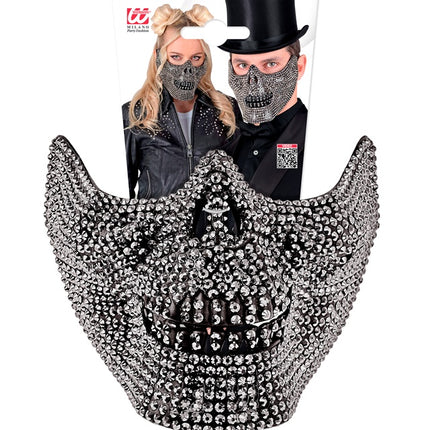 Skelet Masker Zwart Strass