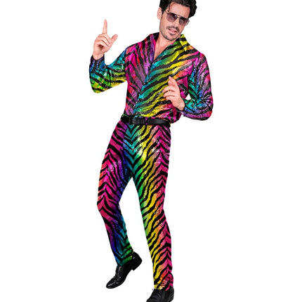 PAILLETTEN BROEK REGENBOOG TIJGER Volwassen