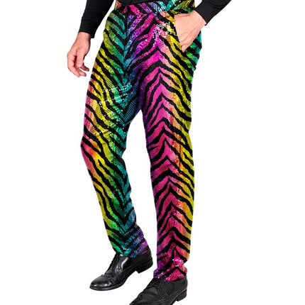 PAILLETTEN BROEK REGENBOOG TIJGER Volwassen