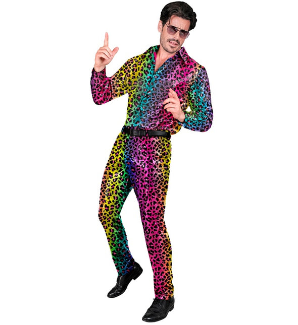 PAILLETTEN BROEK REGENBOOG LUIPAARD