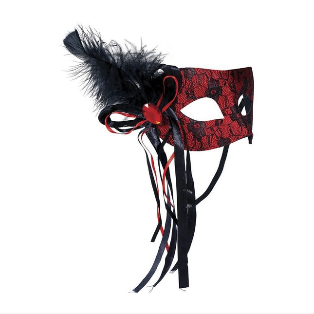 Zwart Rode Oogmasker Veer