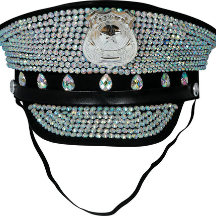Politie Pet Zwart Zilver Glitters