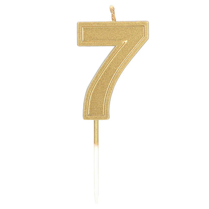 Kaarsje Elegant '7' goud op prikker (3 x 4,2 x 0,7 cm)