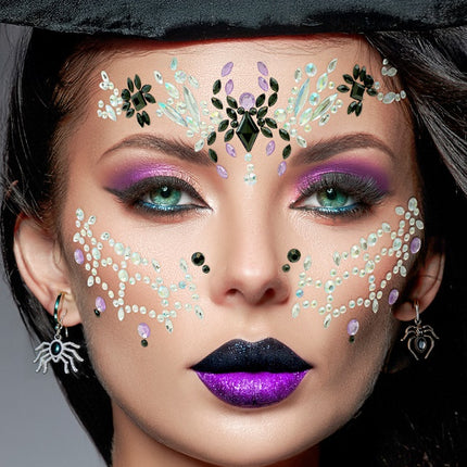 Gezichtdecoratie Spinnenweb en Spin Halloween