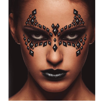 Zwarte Gezicht Stickers Vleermuis 30x14 cm