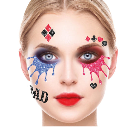 Gezicht Stickers Harley Quinn Glitter 20cm