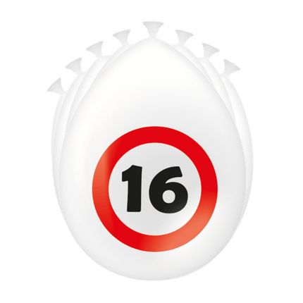 16 Jaar Ballonnen Verkeersbord 30cm van Paper Dreams koop je bij Partywinkel