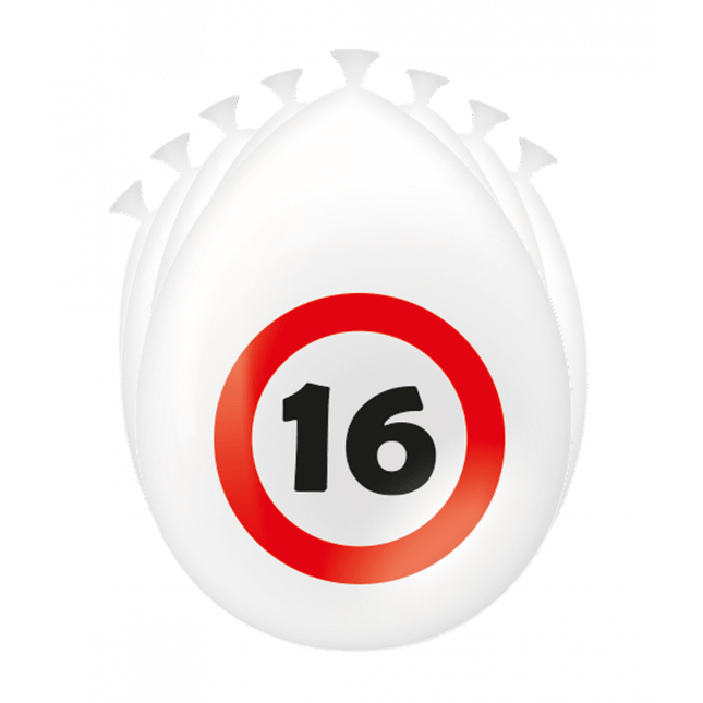 16 Jaar Ballonnen Verkeersbord 30cm van Paper Dreams koop je bij Partywinkel