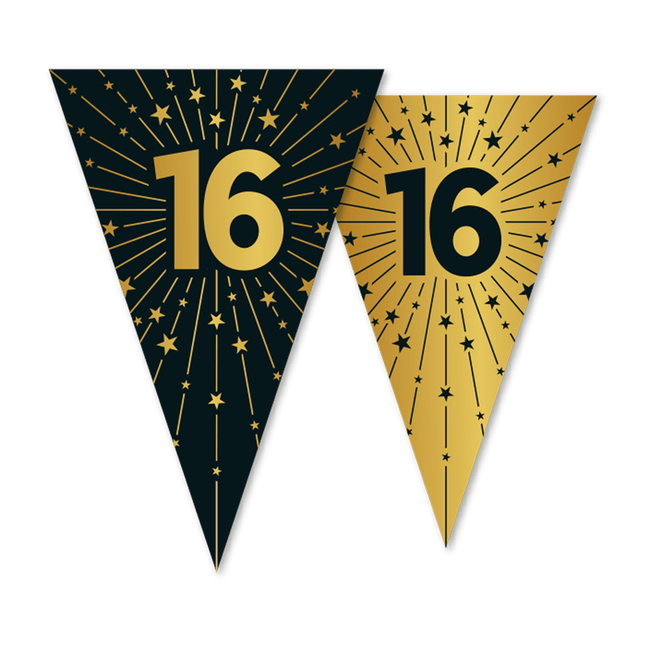 16 Jaar Slinger Goud Zwart 10m van WeFiesta koop je bij Partywinkel