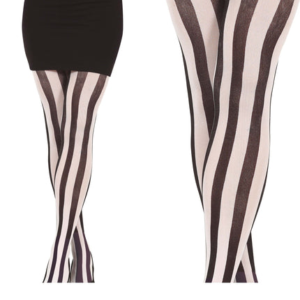 Gestreepte Panty Zwart Wit