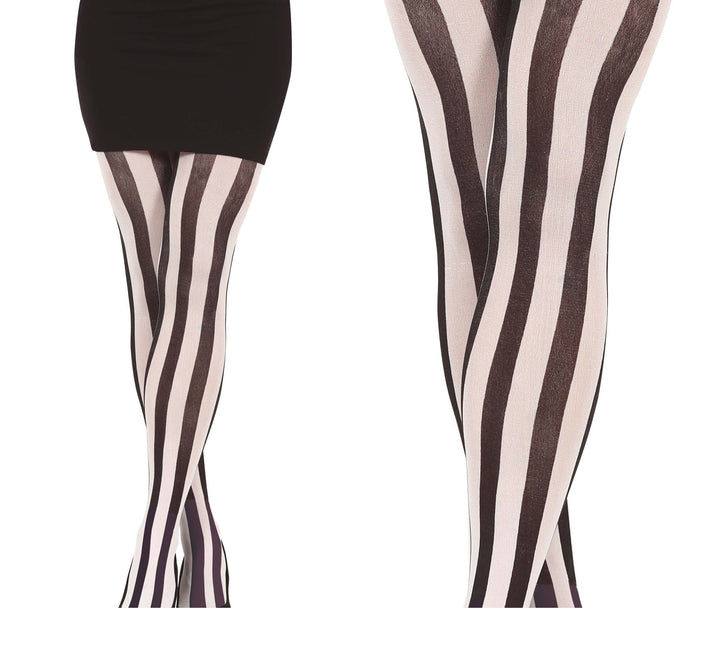 Gestreepte Panty Zwart Wit