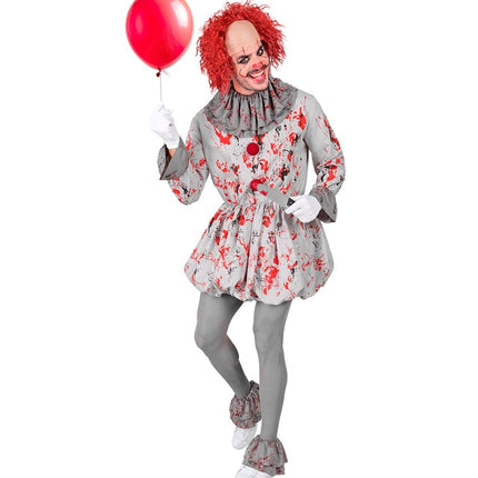 Clown Kostuum Grijs Rood
