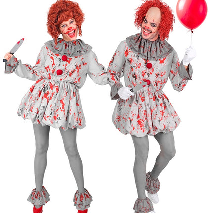 Clown Kostuum Grijs Rood