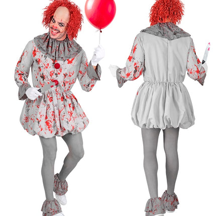 Clown Kostuum Grijs Rood