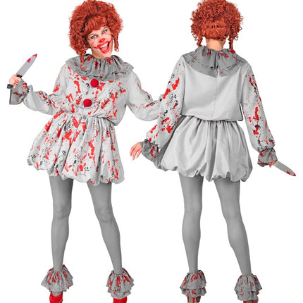 Clown Kostuum Grijs Rood