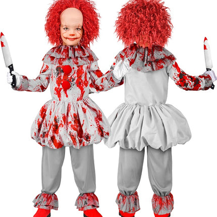 Clown Kostuum Grijs Rood Kind