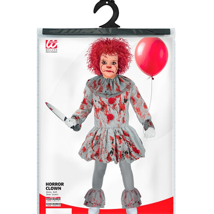 Clown Kostuum Grijs Rood Kind