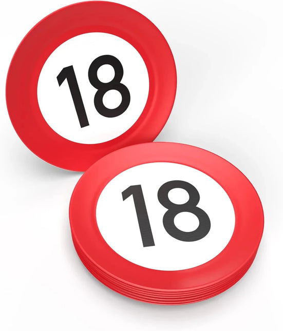 18 Jaar Borden Verkeersbord 23cm 8st van VDV Benefit koop je bij Partywinkel