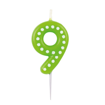 9 Kaars Groen Stippen 6,5cm