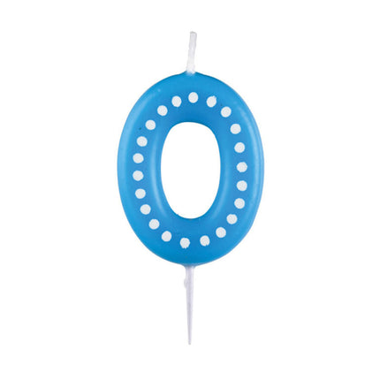 0 Kaars Blauw Stippen 6,5cm