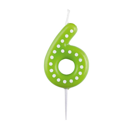 6 Kaars Groen Stippen 6,5cm