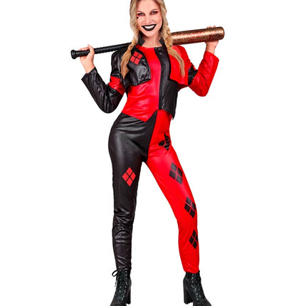 Harlekijn Kostuum Rood Zwart Dames
