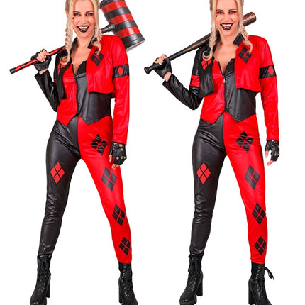 Harlekijn Kostuum Rood Zwart Dames