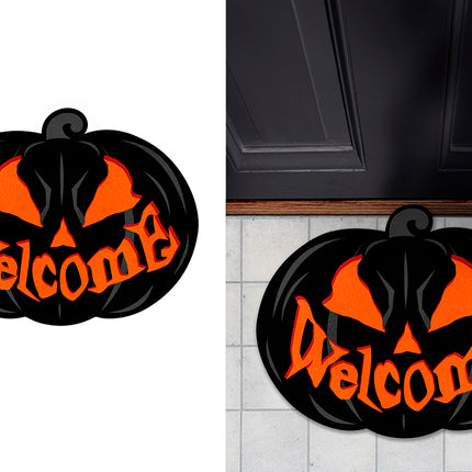 Halloween Deurmat Zwart Pompoen