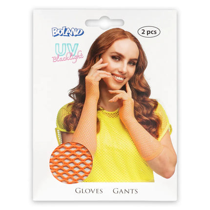 Paar handschoenen eleboog Mesh neonoranje