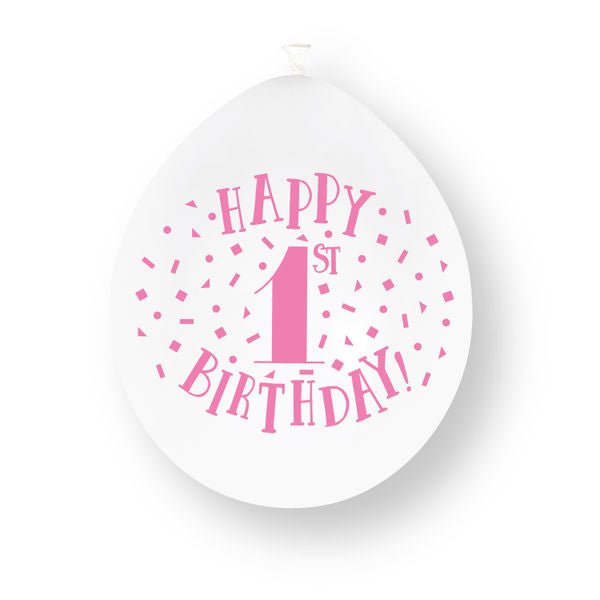 1e Verjaardag Latexballonnen Roze 23cm 10st van Unique koop je bij Partywinkel