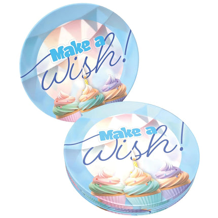 Blauwe Borden Make A Wish 23cm 8st