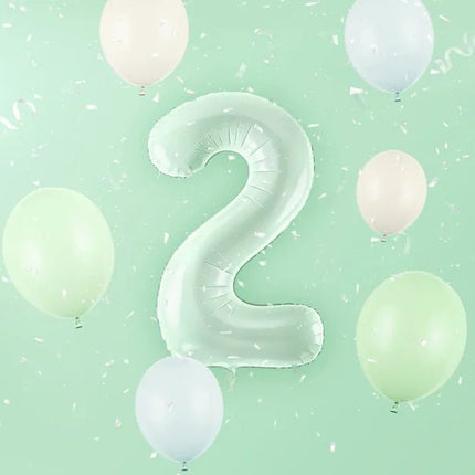 2 Jaar Cijfer Ballon Mintgroen 72cm van Partydeco koop je bij Partywinkel