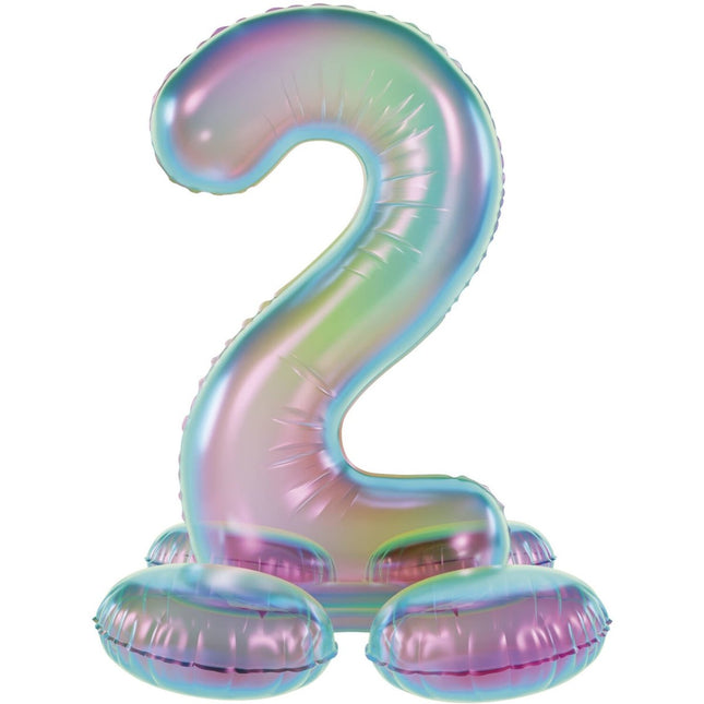 2 Jaar Cijfer Ballon Standaard Holografische Leeg 72cm van Folat koop je bij Partywinkel