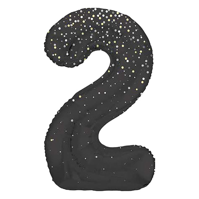 2 Jaar Cijfer Ballon Zwart Stippen 86cm van Unique koop je bij Partywinkel