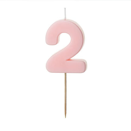 2 Jaar Kaars Lichtroze 5,5cm van Partydeco koop je bij Partywinkel