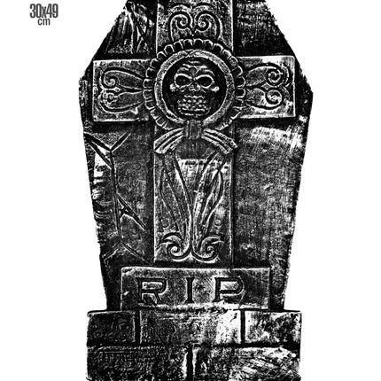 Grijze Grafsteen Rip Kruis 49cm