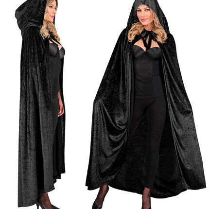 Halloween Cape Zwart Fluweel 1,4m