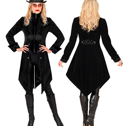 ZWART FLUWELEN GOTHIC JAS DAMES