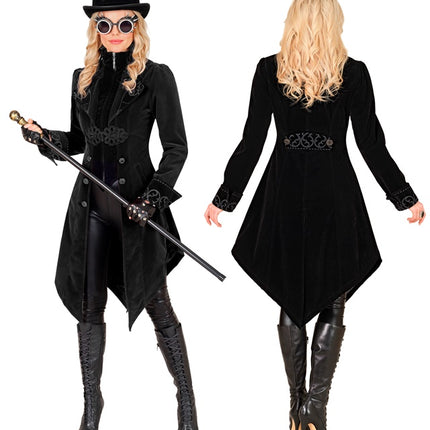 ZWART FLUWELEN GOTHIC JAS DAMES