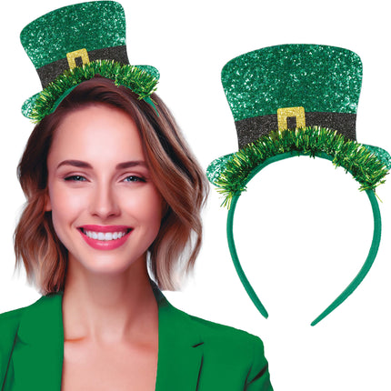 St. Patrick'S Day Haarband Met Hoed Glitter