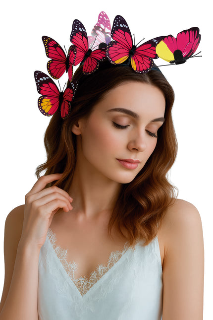 Vlinder Haarband Zwart Roze